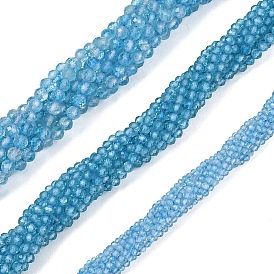 Натуральные бусы из голубого топаза нити, круглые, граненые