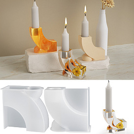 DIY Curved Letter L-Shaped Candle Holder Food Grade Silicone Molds, Resin Plaster Cement Casting Molds