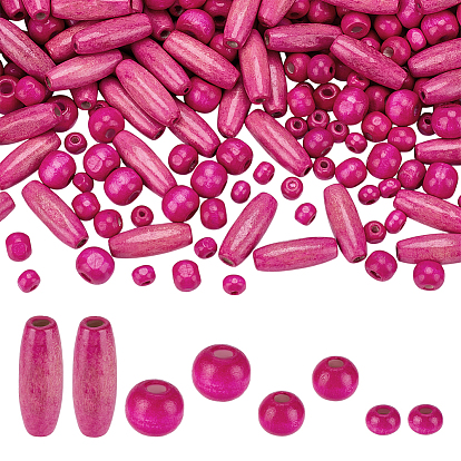 480шт 4 стили окрашенные бусины из натурального дерева, рис и круглый