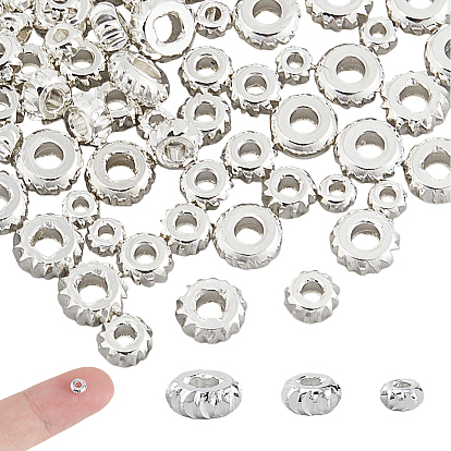 120 шт 3 стили латунные бусины, долговечный, гофрированный рондель