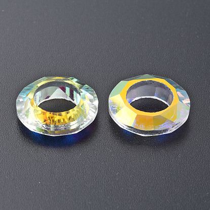 Electroplated Glass Linking Rings, Crystal Cosmic Ring, Prism Ring, Faceted, Round Ring