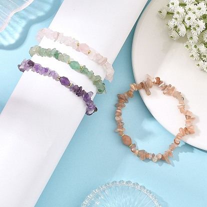 Natural Mixed Gemstone Beaded Stretch Braclets for Women, Faceted Oval & Chips