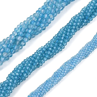 Натуральные бусы из голубого топаза нити, круглые, граненые