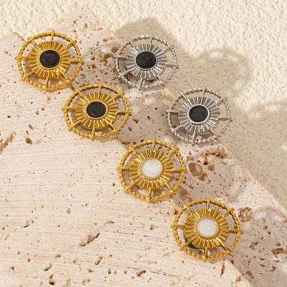 Винтажный французский стиль 304 серьги-гвоздики из нержавеющей стали в форме солнца