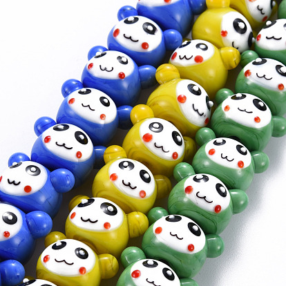 Handmade Bumpy Lampwork Beads Strands, Moppet