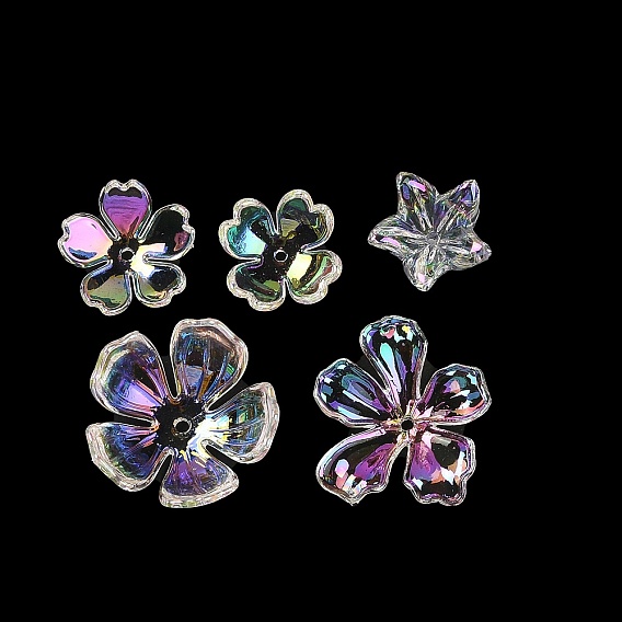 Прозрачные акриловые колпачки, УФ-покрытие переливающееся, цветок