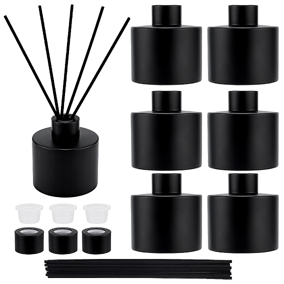 6unidades de botellas de vidrio recargables para aromaterapia, columna, con 3bolsa de barras de ratán y 6bolsa de tapones de vidrio para frascos de aromaterapia