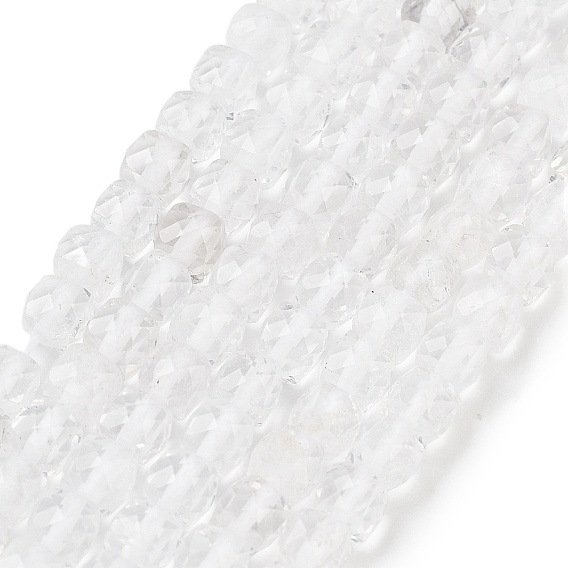 Нити бусин из натурального кварцевого кристалла горного хрусталя, граненые, кубические
