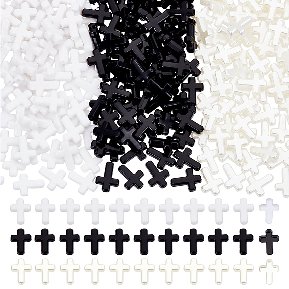 360 шт 3 цвета непрозрачные акриловые бусины, крестик