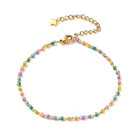 304 Stainless Steel Enamel Twisted Chain Bracelets, with Cross Charms and Lobster Claw Clasps, Golden