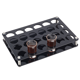 24-Hole Acrylic Mini Shot Glasses Organizer Holder, Spirits Octagonal Cups Wine Glass Storage Rack, for Bar Tasting Serving Supplies, Rectangle