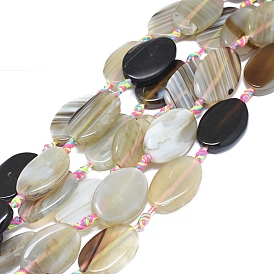 Natural Banded Agate/Striped Agate Beads Strands, Dyed & Heated, Twisted & Oval