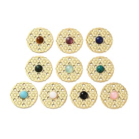 Vacuum Plating 316 Stainless Steel Flower Multi-Strand Links with Gemstone, Real 18K Gold Plated