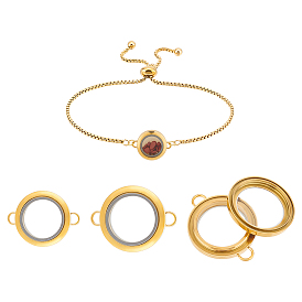 Набор для самостоятельного изготовления плавающего браслета с эффектом памяти, в том числе изготовление ползунковых браслетов из нержавеющей стали, плоские круглые медальоны из нержавеющей стали подвески-соединители