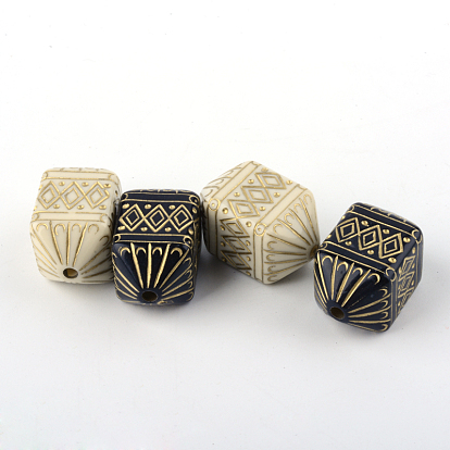 Plating Acrylic Beads, Golden Metal Enlaced, 26.5x16x16mm, Hole: 3mm, about 102pcs/500g