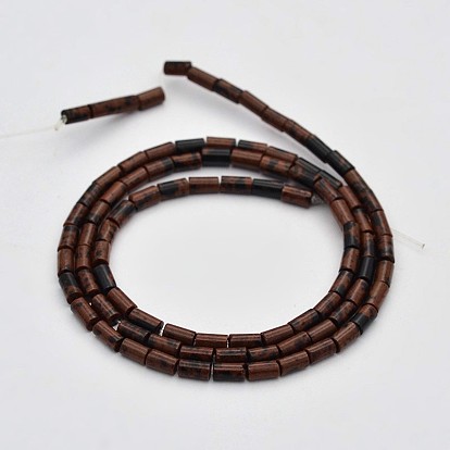 Column Natural Mahogany Obsidian Beads Strands, 4x2mm, Hole: 0.5mm, about 98pcs/strand, 15.7 inch
