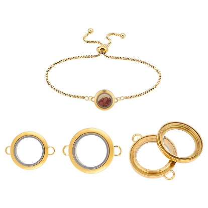 Набор для самостоятельного изготовления плавающего браслета с эффектом памяти, в том числе изготовление ползунковых браслетов из нержавеющей стали, плоские круглые медальоны из нержавеющей стали подвески-соединители