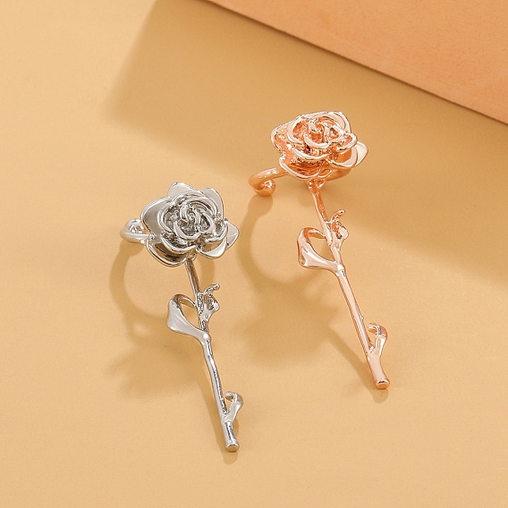 Латунь манжеты серьги, роза