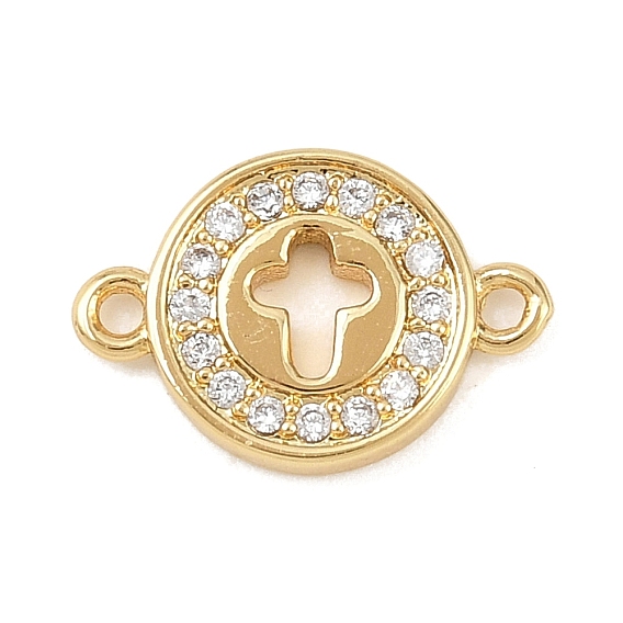 Подвески-пончики с латунными подвесками-подвесками из прозрачных кубических цирконий, без свинца и без кадмия, долговечный, реальный 18 k позолоченный, стойки покрытие