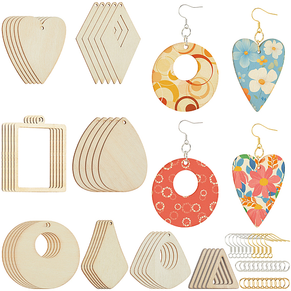 Набор для изготовления украшений своими руками, в том числе деревянные подвески, латунные кольца и серьги