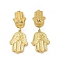 Stainless Steel Shell Rhinestone Pendant Earrings, Hamsa Hand with Evil Eye