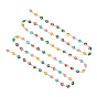 304 Stainless Steel Link Chains, with Enamel, Soldered, Flat Round with Evil Eye