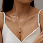 Fashionable Colorful Square Snake Bone Chain Shell Pendant Necklace for Women.