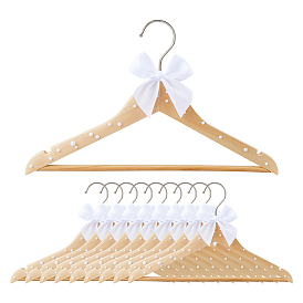 Деревянные вешалки для одежды, с пластиковыми бусинами, имитирующими жемчуг, и полиэстеровым бантиком.