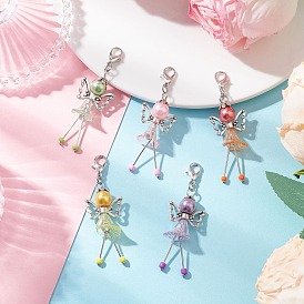 Подвеска в виде цветка-трубы ангела из акрила и стеклянного жемчуга, Подвески с застежками-когтями омара для украшения сумок