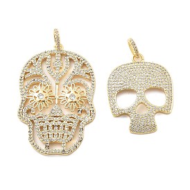 Латунные микро проложить кубического циркония подвески, без кадмия, без никеля и без свинца, череп прелести, реальный 18 k позолоченный