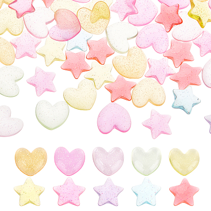 80Pcs 10 Colors Transparent Resin Cabochons Accessories, with Glitter Powder, Imitation Jelly, Mixed Shape
