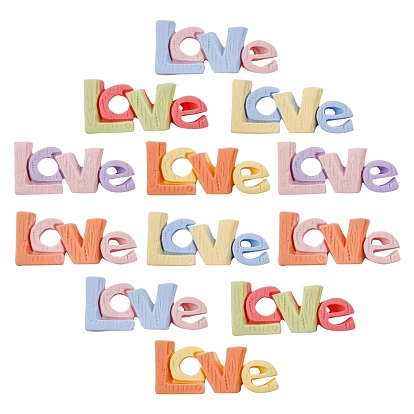 Opaque Resin Cabochons, for Valentine's Day, Word LOVE