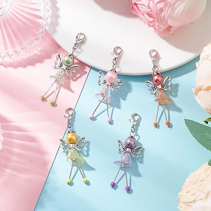 Подвеска в виде цветка-трубы ангела из акрила и стеклянного жемчуга, Подвески с застежками-когтями омара для украшения сумок