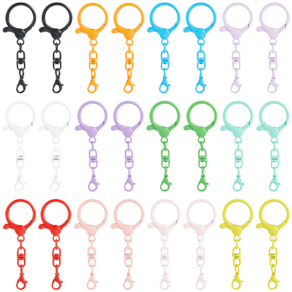48Pcs 12 Colors Spray Painted Iron Swivel Clasps, with Zinc Alloy Lobster Claw Clasps