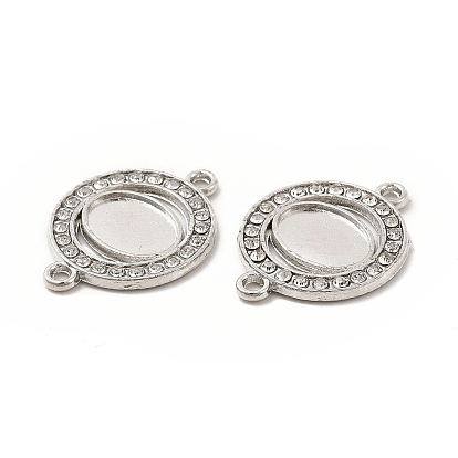 Alloy Cabochon Connector Settings with Crystal Rhinestone, Flat Round, Nickel