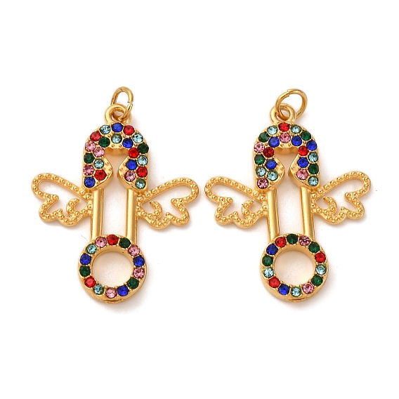 304 из нержавеющей стали горный хрусталь подвески, очарование крыла, с целью перехода в кольце, ионное покрытие (ip)