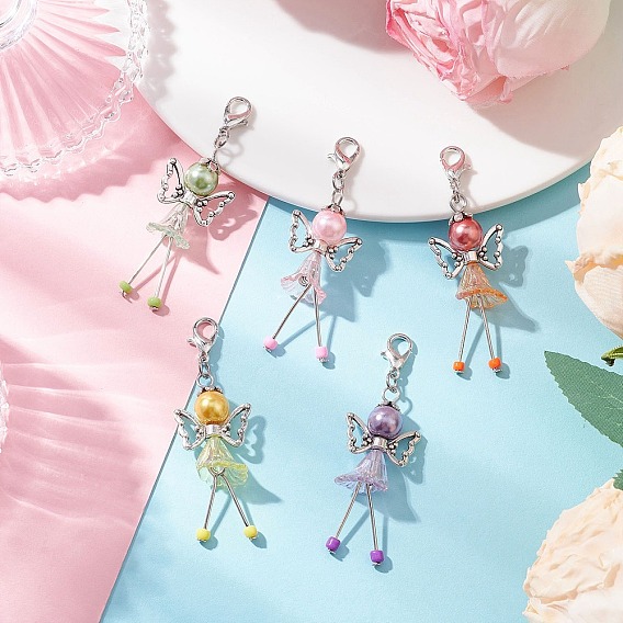 Подвеска в виде цветка-трубы ангела из акрила и стеклянного жемчуга, Подвески с застежками-когтями омара для украшения сумок