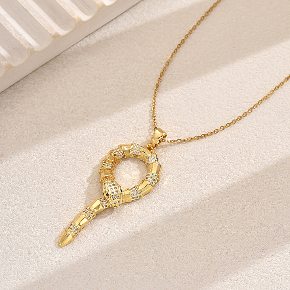 Латунное винтажное панк-колье в виде змеиной ключицы, для женской праздничной и повседневной носки