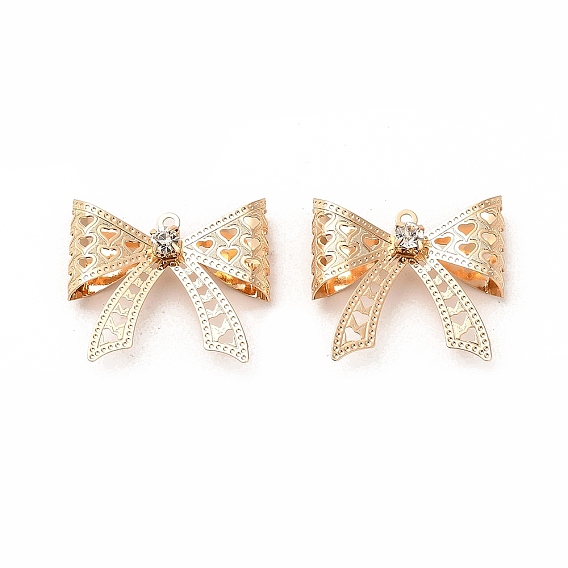 Латунные подвески, со стразами, очарование бантом