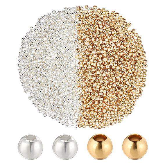 1800 шт. 2 цвета латунных дистанционных бусин, круглые