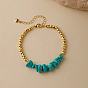 Браслеты из синтетической бирюзы и латунных бусин для женщин, с золотой застежкой-карабином