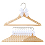 Wood Clothes Hangers, with Plastic Imitation Pearl Beads and Polyester Bowknot