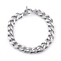 Men's 304 Stainless Steel Cuban Link Chain Bracelets, with Toggle Clasps