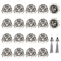 24Pcs Tibetan Style Alloy Bead Caps, Hollow Flower