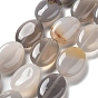 Серые натуральные бусины из агата , Плоско-овальные
