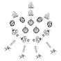 24Pcs 6 Styles Tibetan Style Alloy Pendants, Flame & Fire & Flat Round & Axe & Mask & Fire Hat