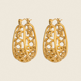 Винтажные серьги-кольца в форме полой звезды из нержавеющей стали