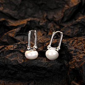 925 Silver Pearl Earrings - Vintage Design, Chic and Elegant Ear Hoops.