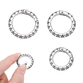 3 шт. 3 размеры тибетский стиль 304 пружинные затворные кольца из нержавеющей стали, текстурированные уплотнительные кольца, ионное покрытие (ip)