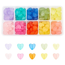 CHGCRAFT 200Pcs 10 Colors Transparent Acrylic Beads, Frosted, Heart